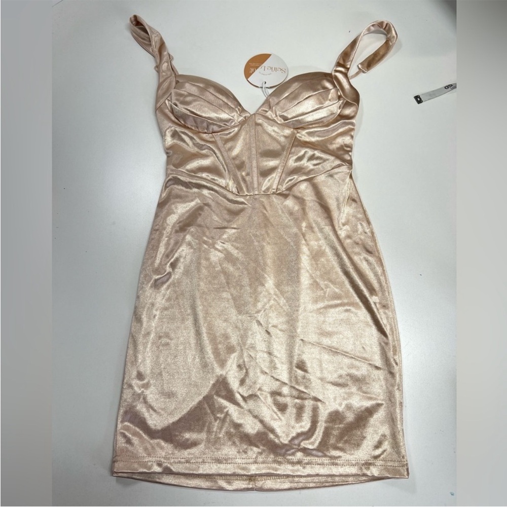 Selfie Leslie Bodycon Bustier Mini Dress in Champagne Size XS NEW With Tag - Picture 2 of 12